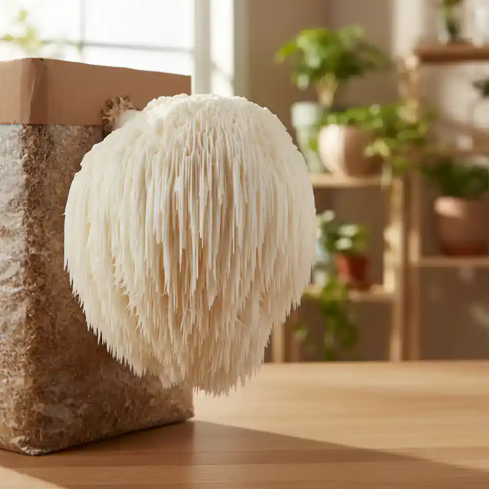Fully grown Lion's mane mushroom